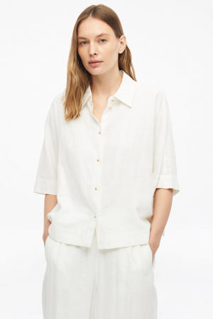 blouse met linnen wit