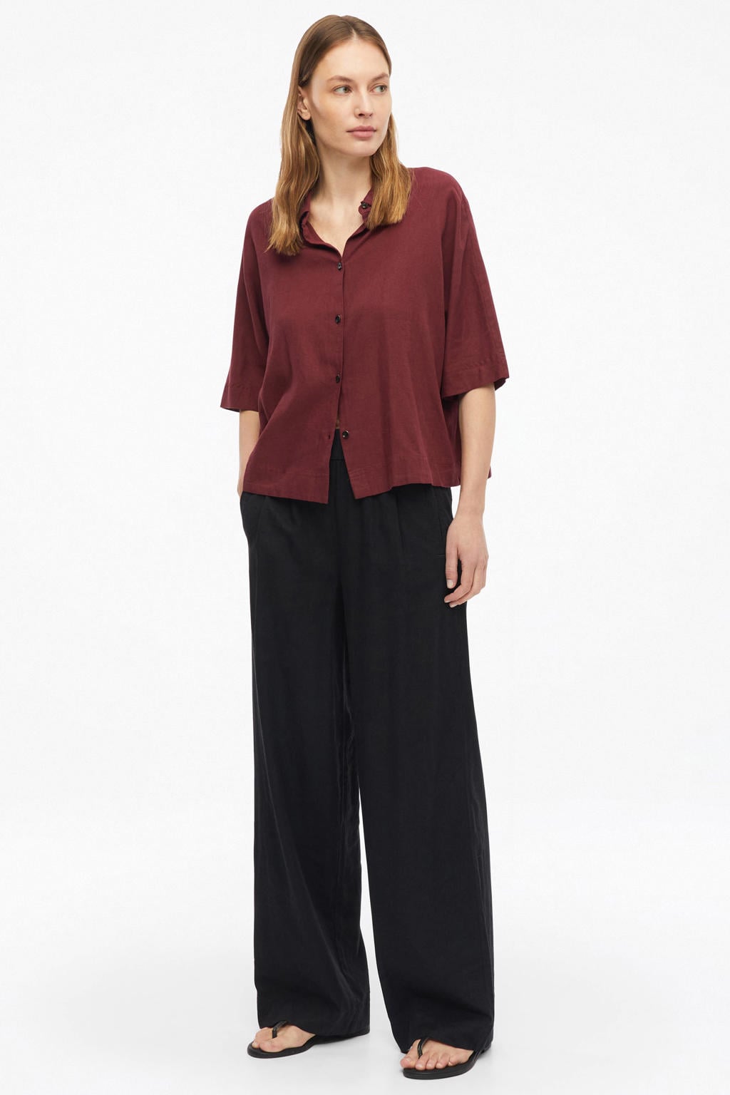 s.Oliver blouse met linnen donkerrood