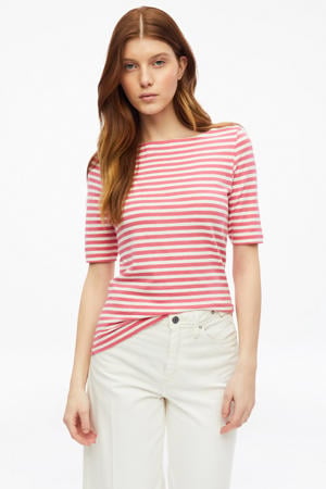 gestreepte top roze