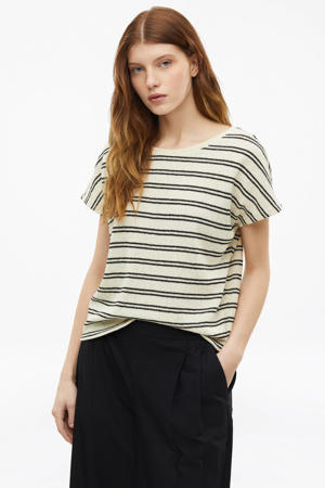 gestreepte top beige