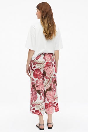 high waist gebloemde broek lichtroze