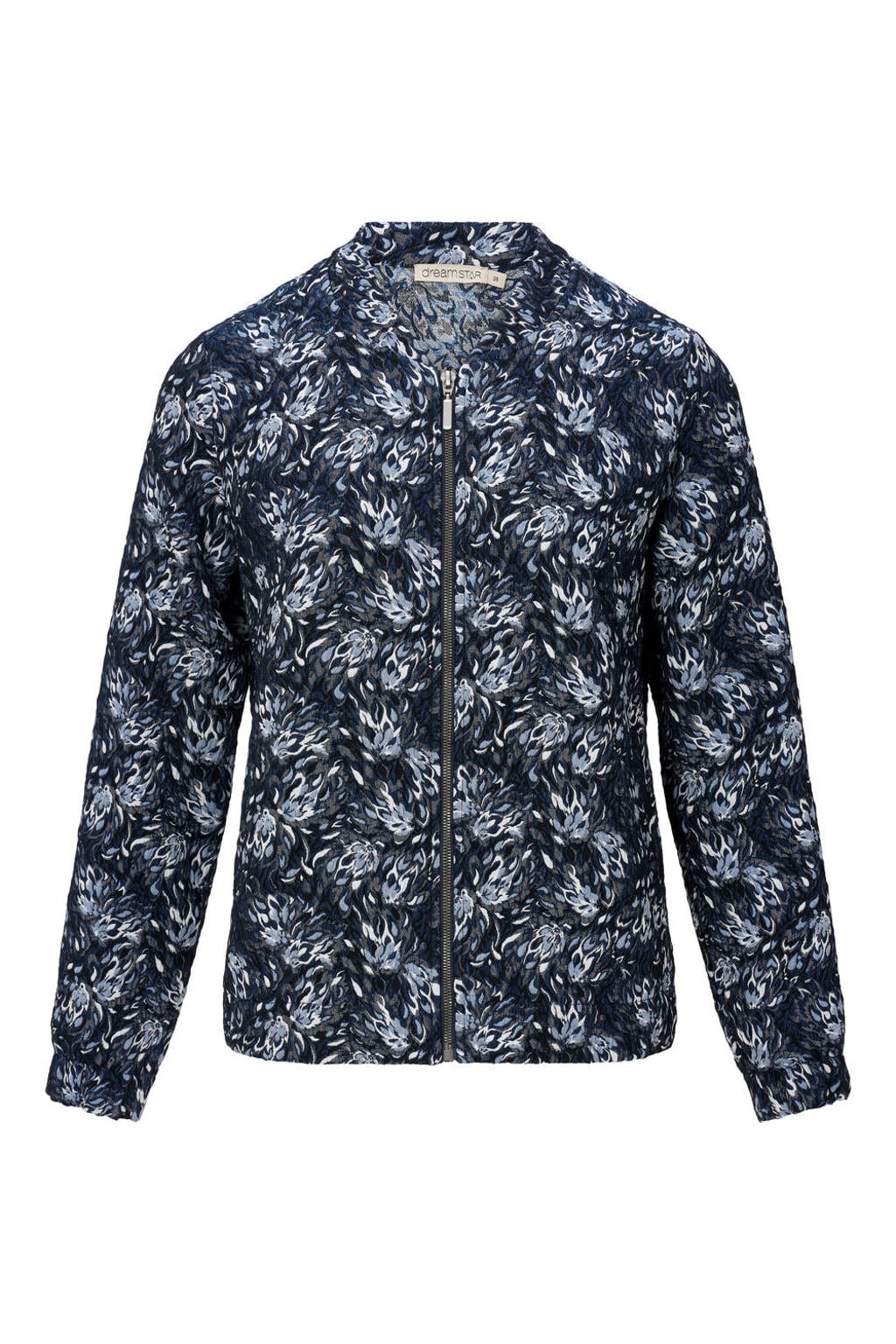 Donkerblauwe dames Dreamstar jasje van polyester met lange mouwen en ronde hals