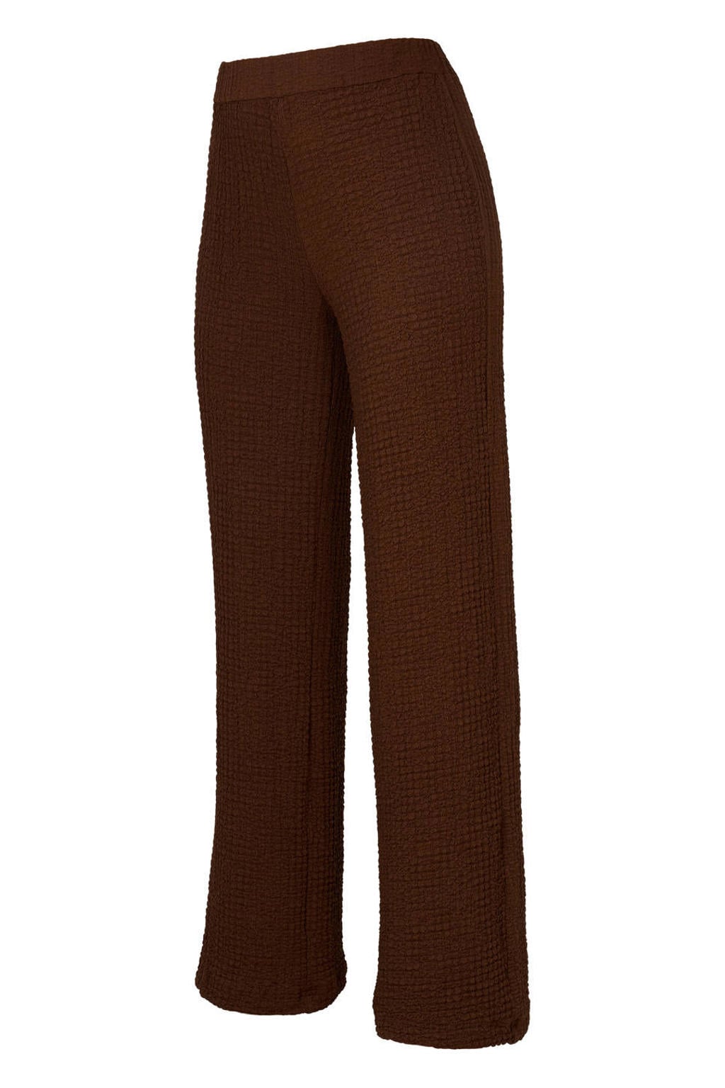 Bruine dames Dreamstar high waist straight leg broek met effen