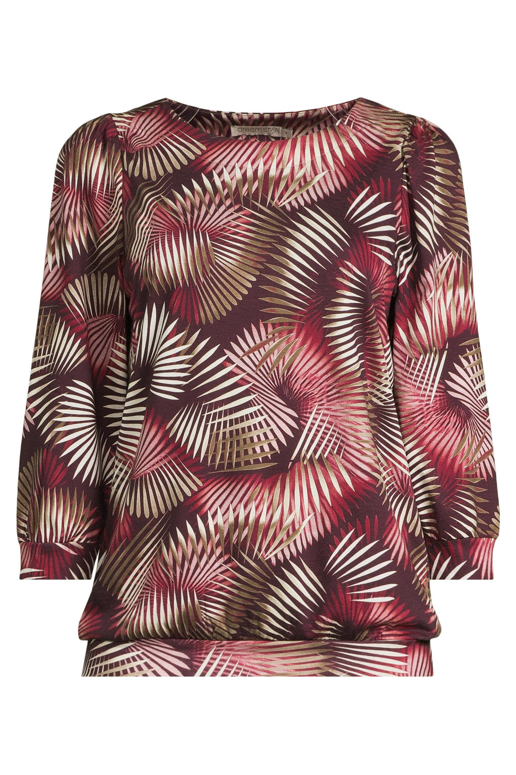 Multikleurige dames Dreamstar top meerkleurig van polyester met driekwart mouwen en ronde hals