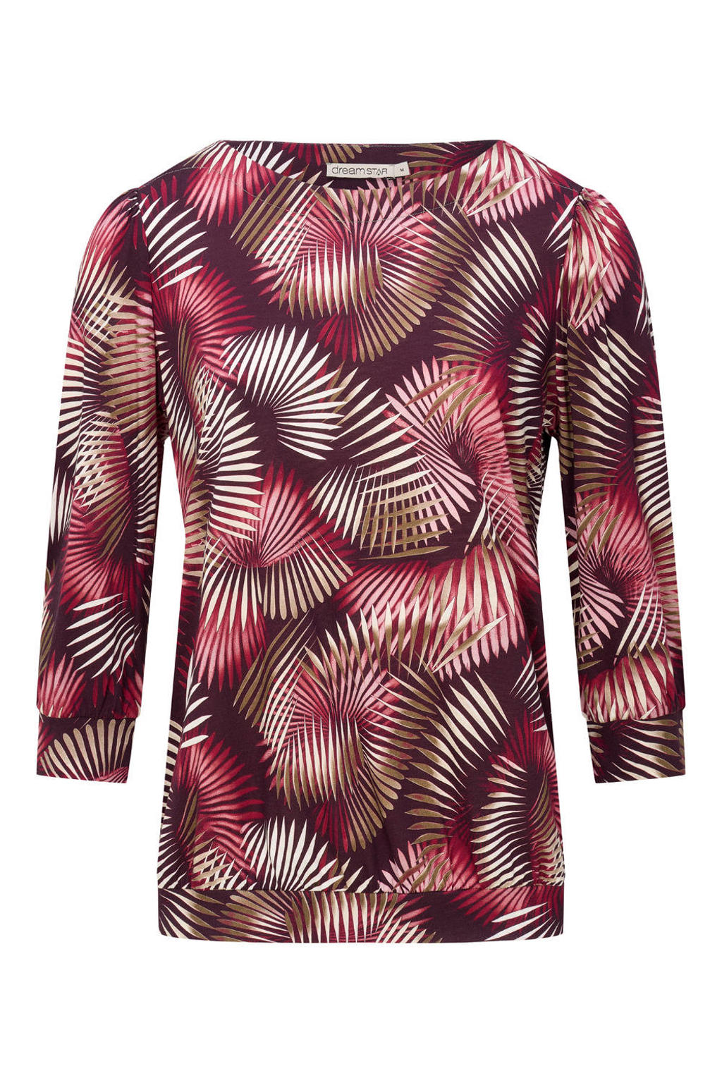 Multikleurige dames Dreamstar top meerkleurig van polyester met driekwart mouwen en ronde hals