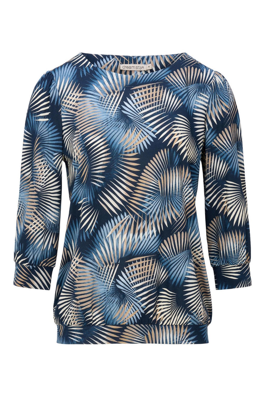 Donkerblauwe dames Dreamstar top van polyester met lange mouwen en ronde hals