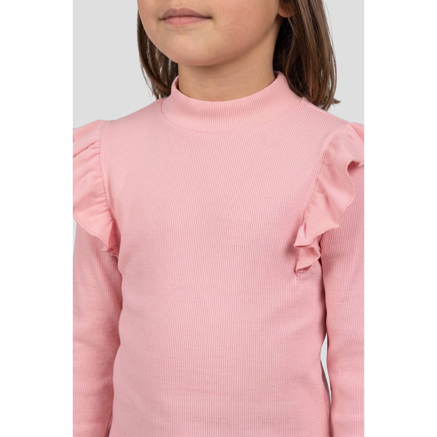Orange Stars longsleeve met ruches felroze