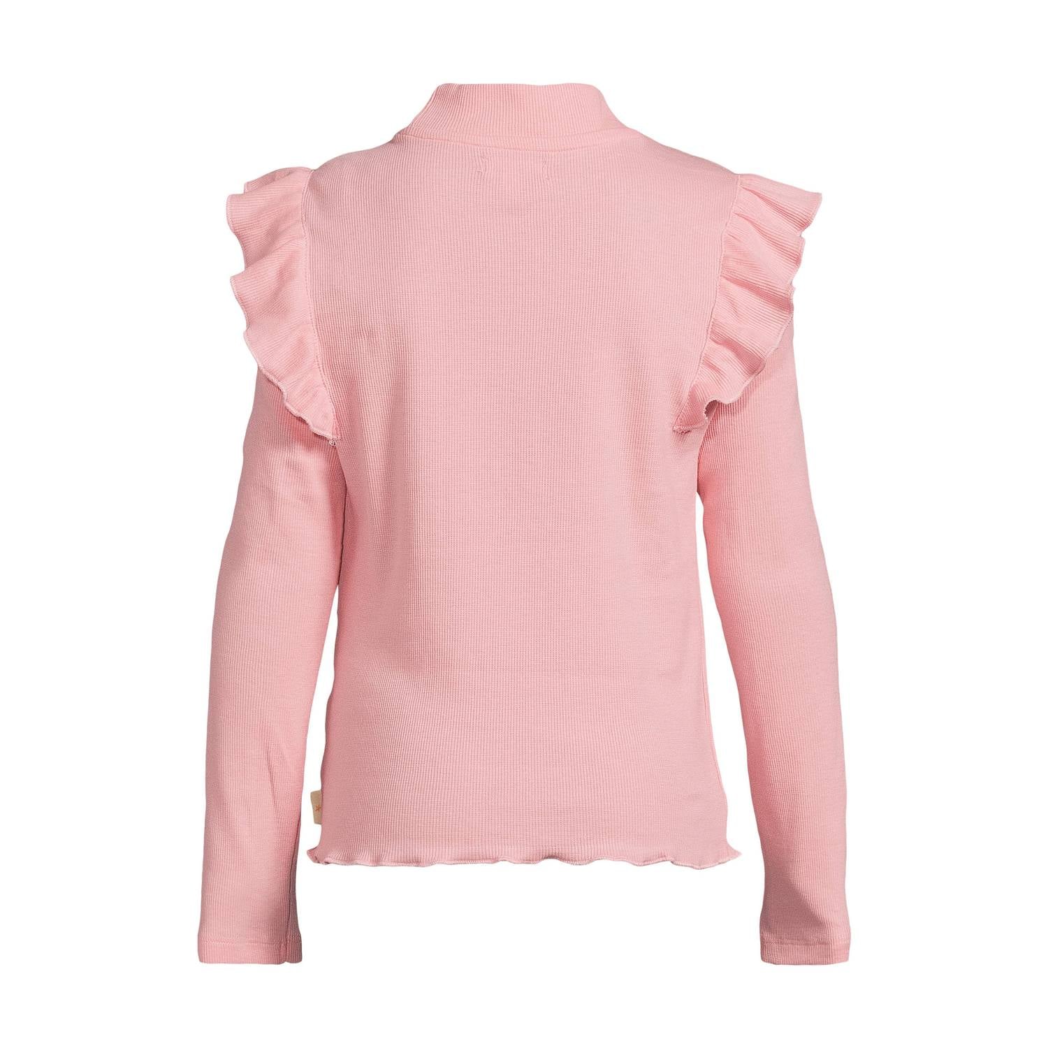 Orange Stars longsleeve met ruches felroze