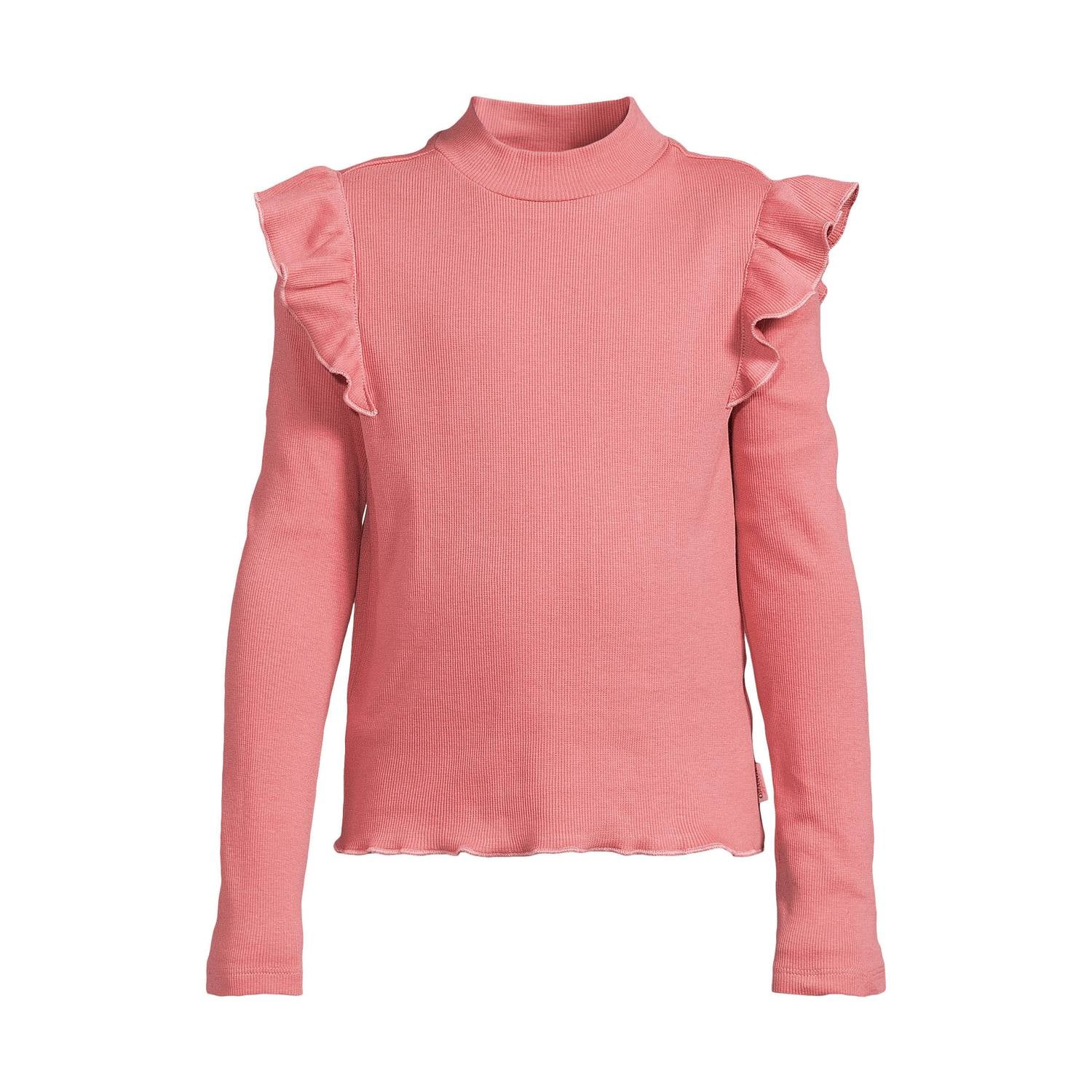 Orange Stars longsleeve met ruches lichtroze