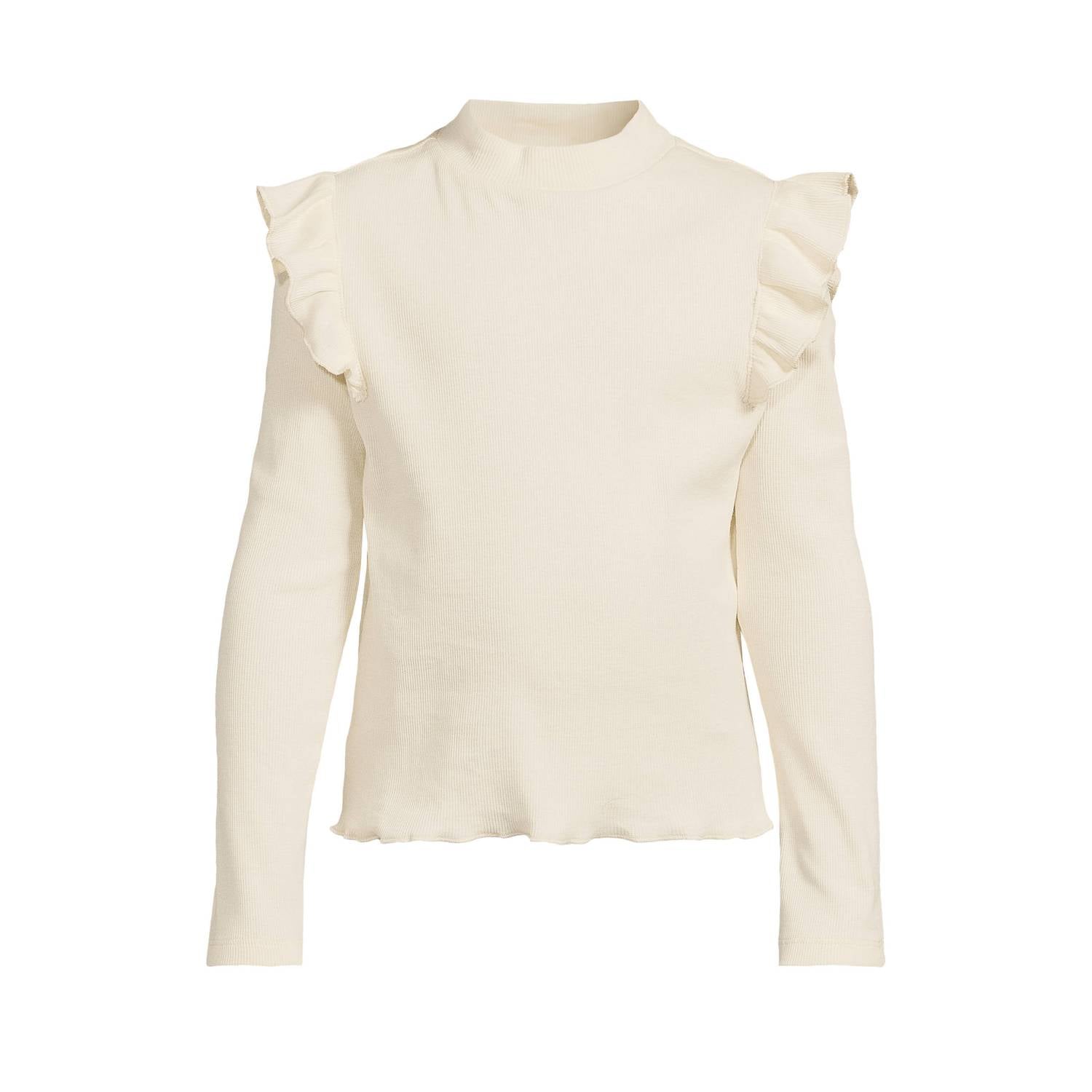 Orange Stars longsleeve met ruches ecru