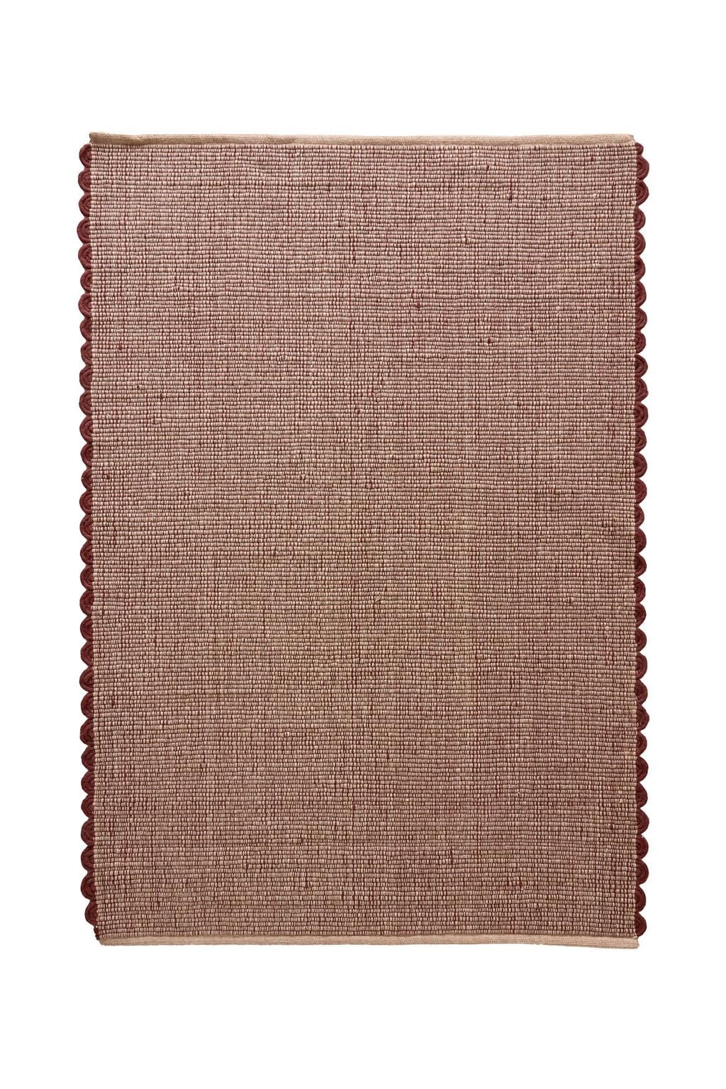 NOUS Living laagpolig rechthoekig wollen vloerkleed Amara 290x200 cm - bordeauxrood/roze