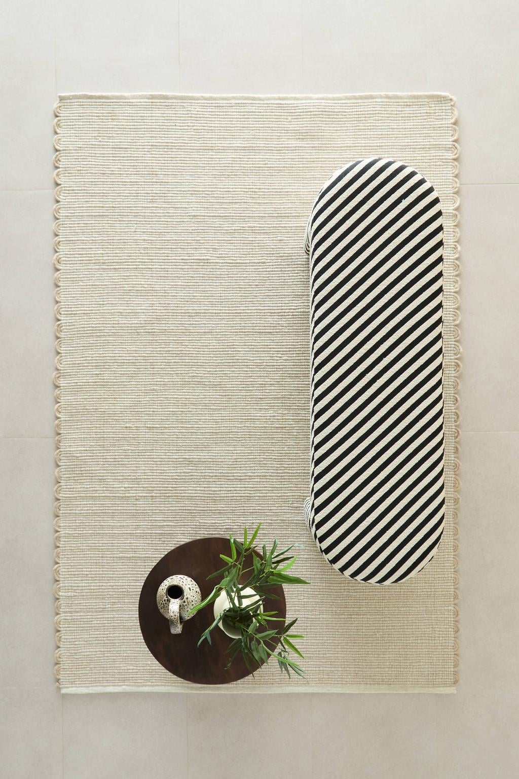 NOUS Living laagpolig rechthoekige wollen vloerkleed Amara 230x160 cm - zand