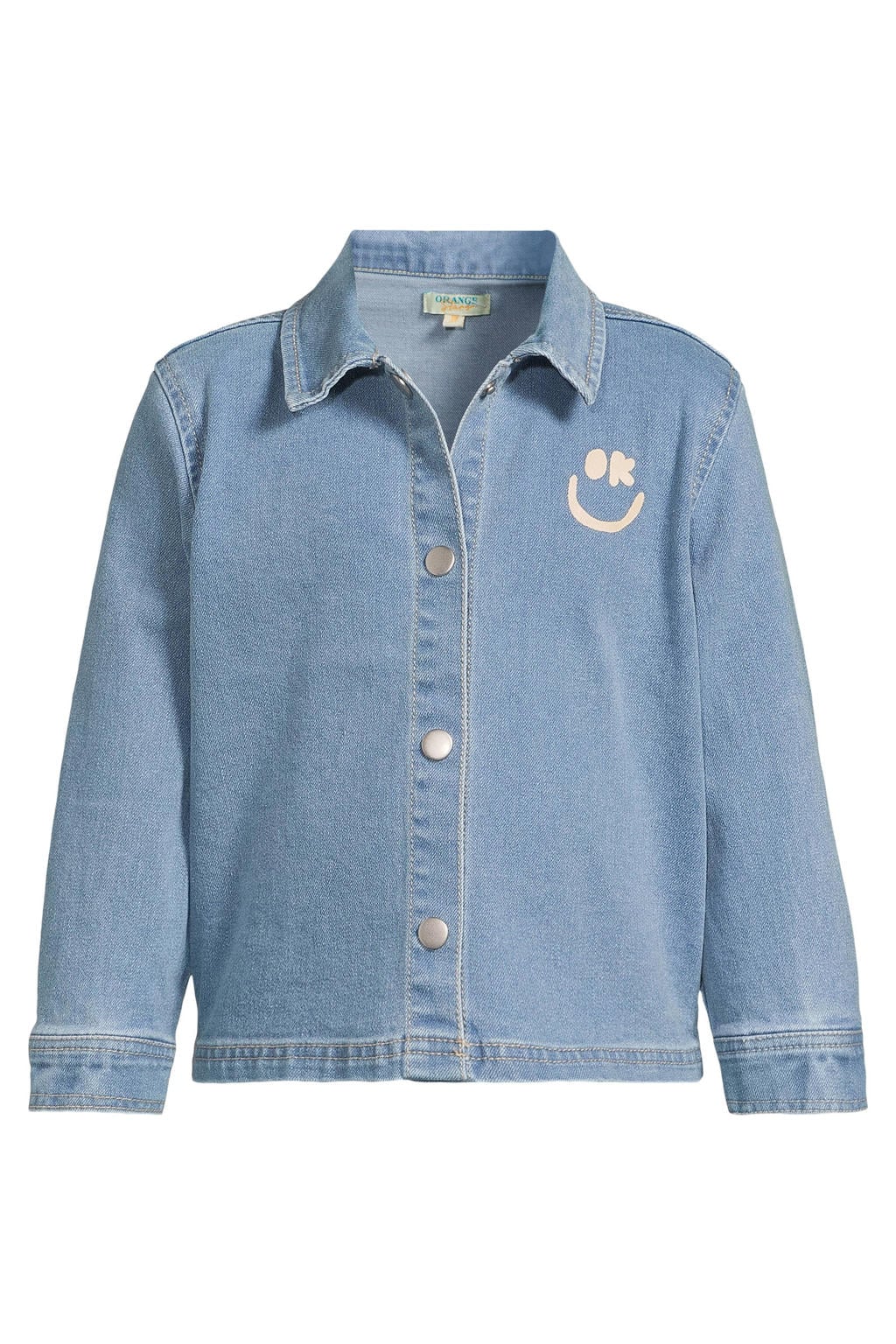 Orange Stars denim overhemd met print - lichtblauw