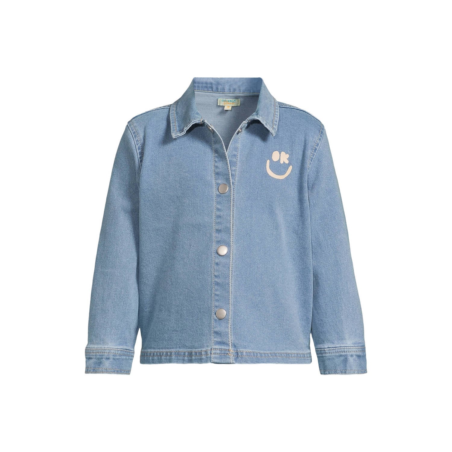 Orange Stars denim overhemd met print lichtblauw