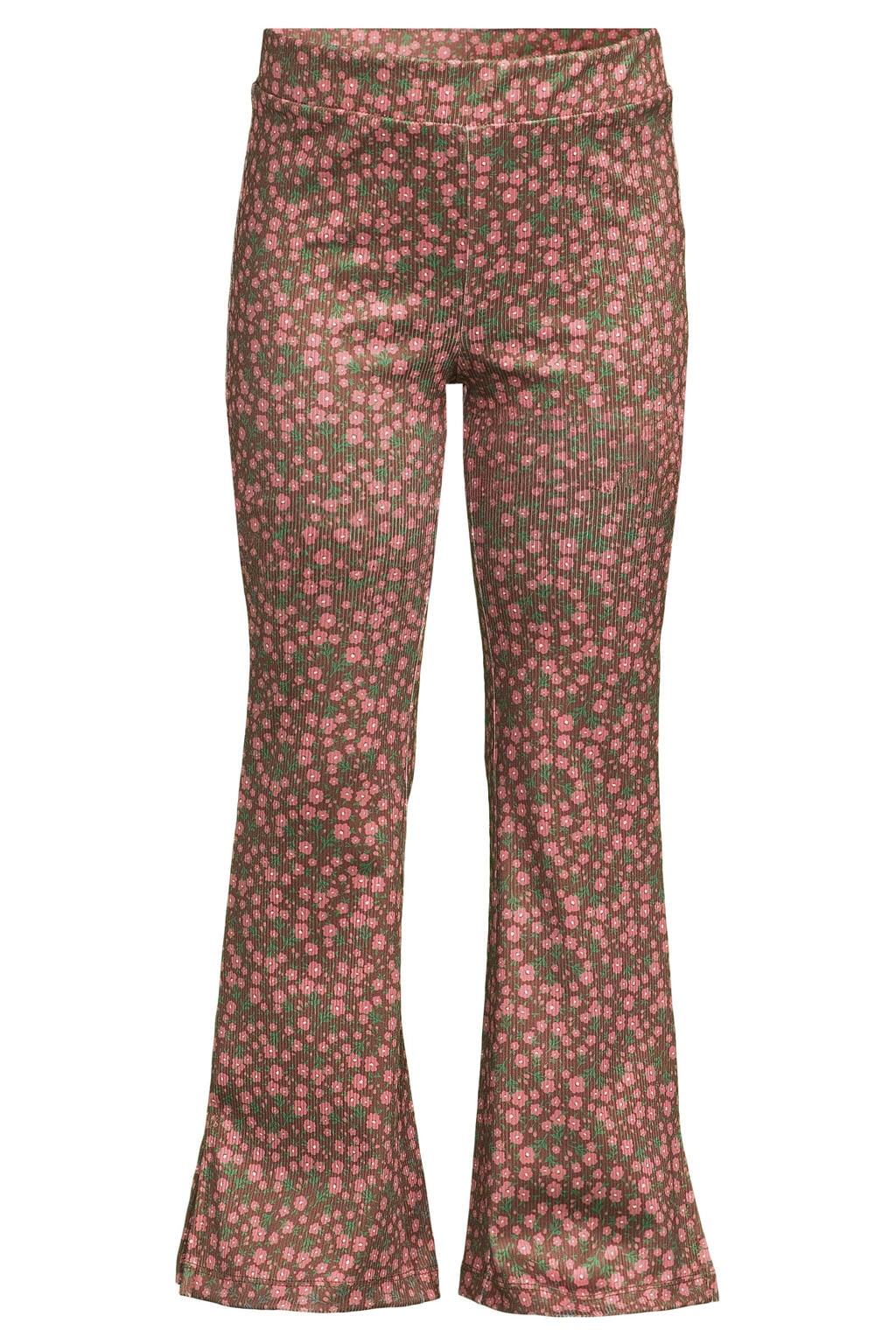 Bruine meisjes Orange Stars flared broek van polyester met elastische tailleband