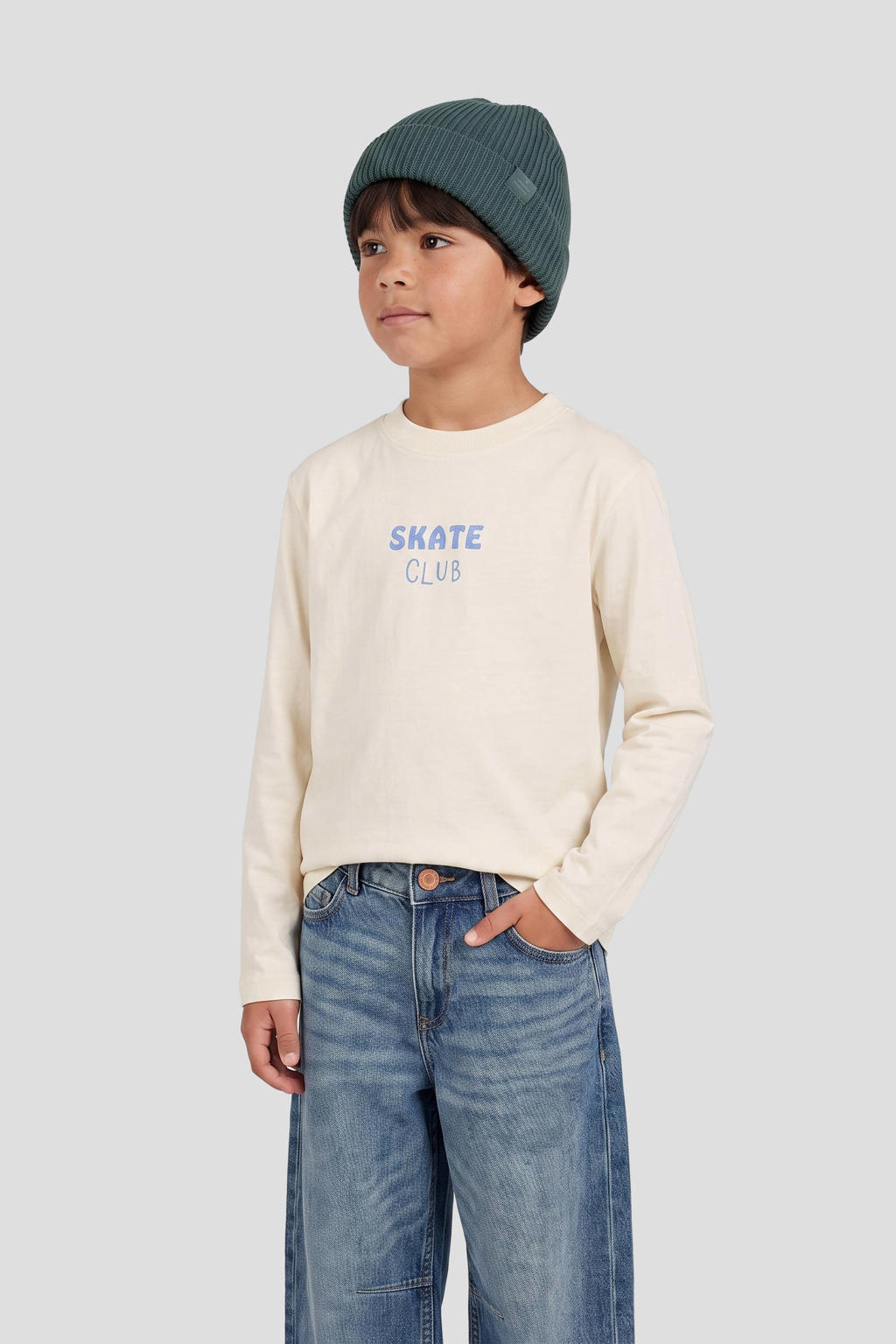 Orange Stars longsleeve met backprint en print - ecru