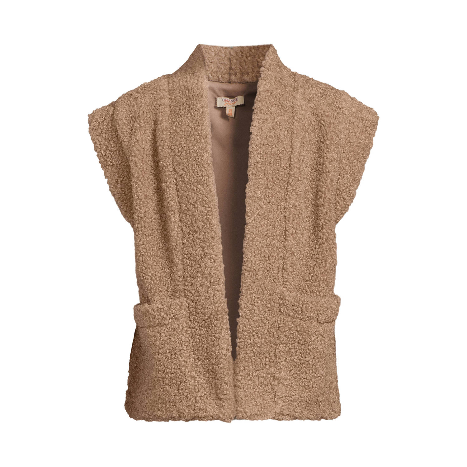 Orange Stars teddy gilet zand