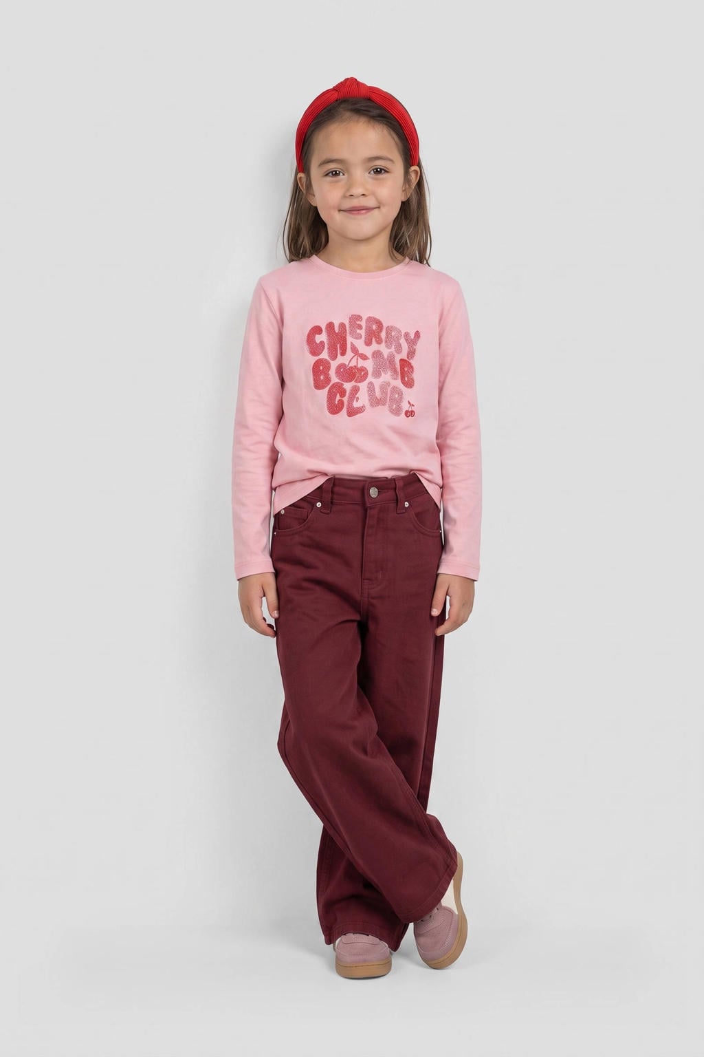 Orange Stars longsleeve met print - lichtroze