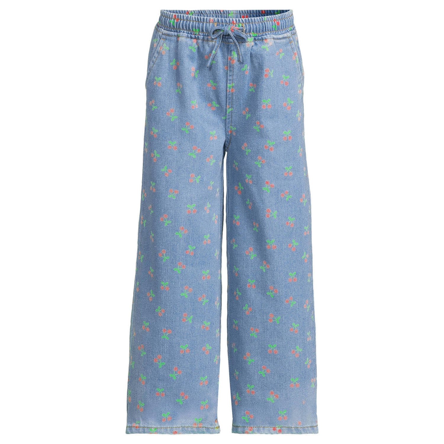 Orange Stars wide leg jeans met print lichtblauw