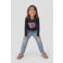 Orange Stars longsleeve met tekst - donkerblauw