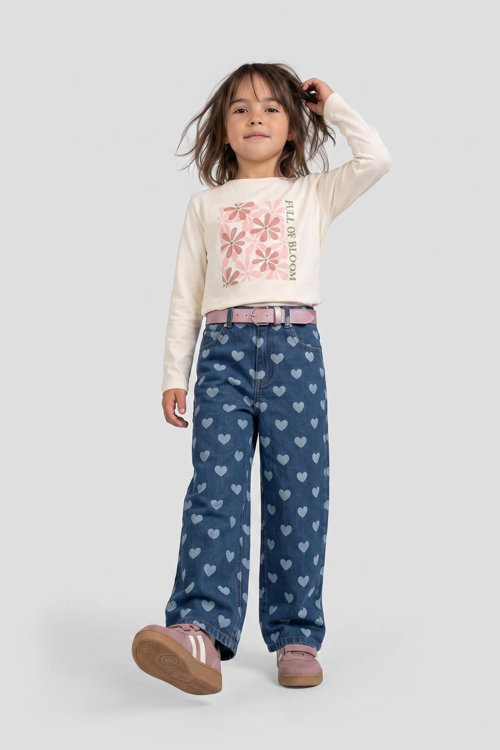 Orange Stars longsleeve met print - ecru