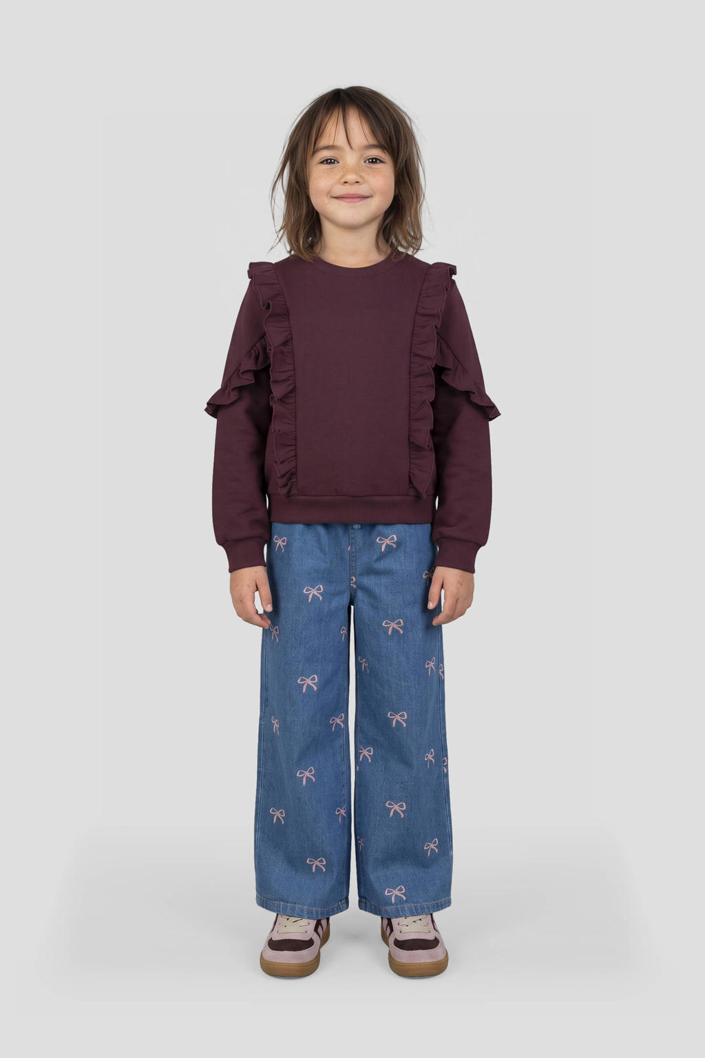 Orange Stars wide leg jeans met print - lichtblauw