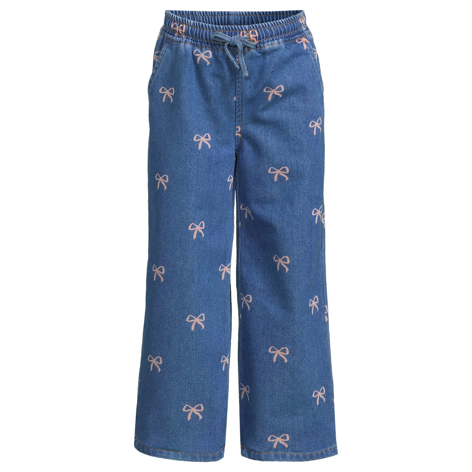 Orange Stars wide leg jeans met print lichtblauw