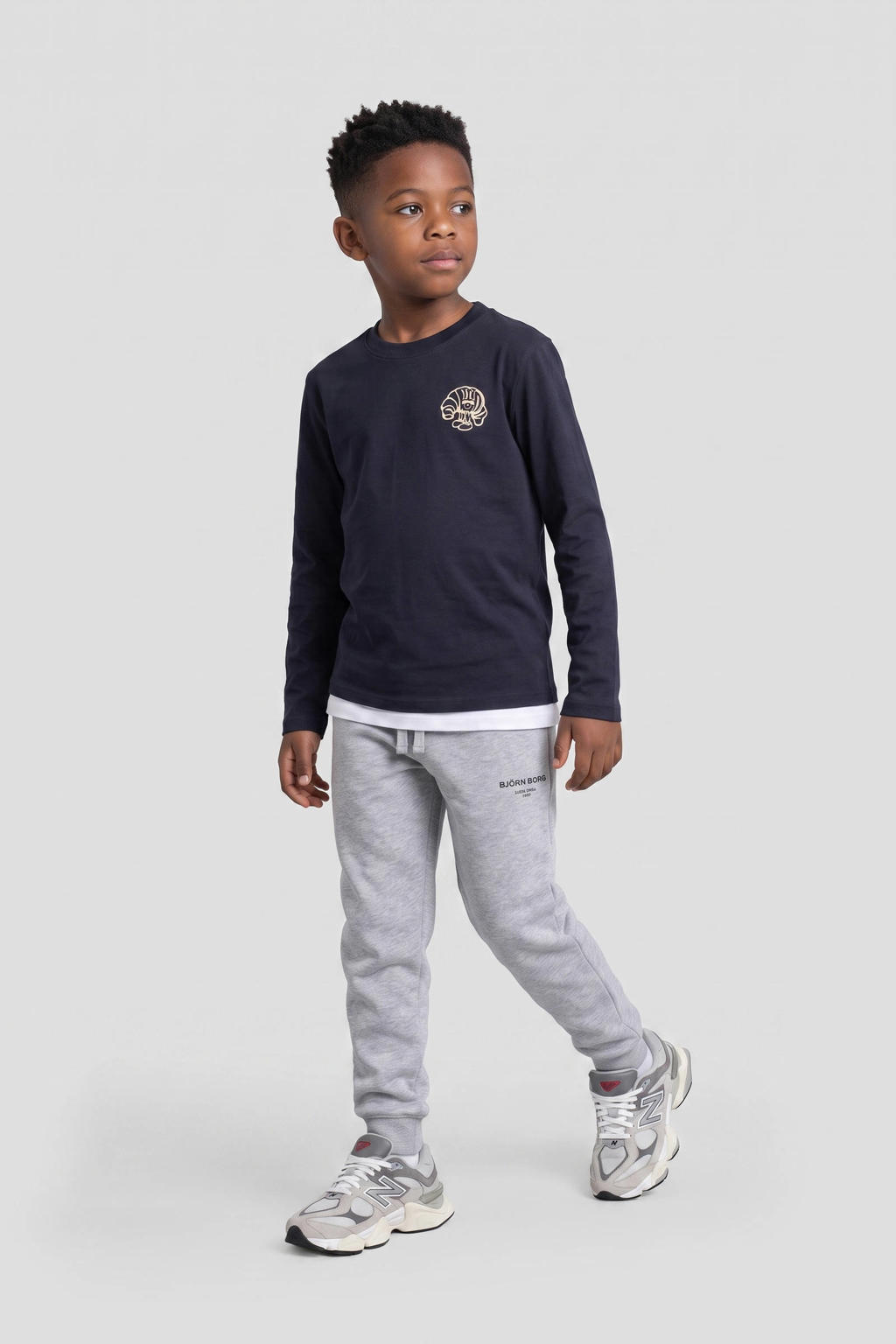 Orange Stars longsleeve met backprint - donkerblauw