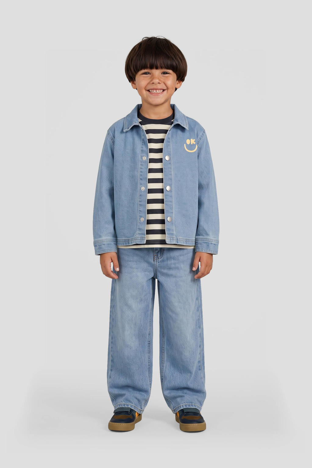 Orange Stars straight leg jeans - lichtblauw