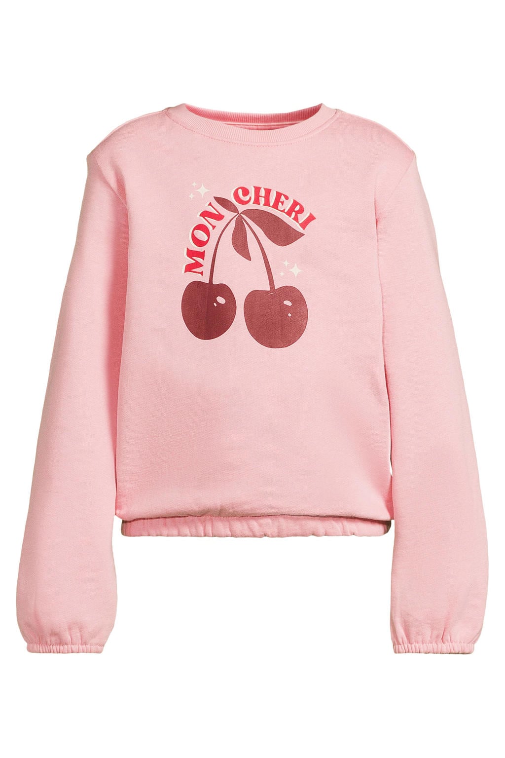 Lichtroze meisjes Orange Stars sweater van katoen met printopdruk, lange mouwen en ronde hals