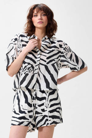 blouse met zebraprint ecru