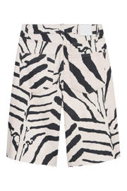 thumbnail: Catwalk Junkie denim wide leg jorts met zebraprint - ecru