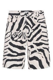 thumbnail: Catwalk Junkie denim wide leg jorts met zebraprint - ecru