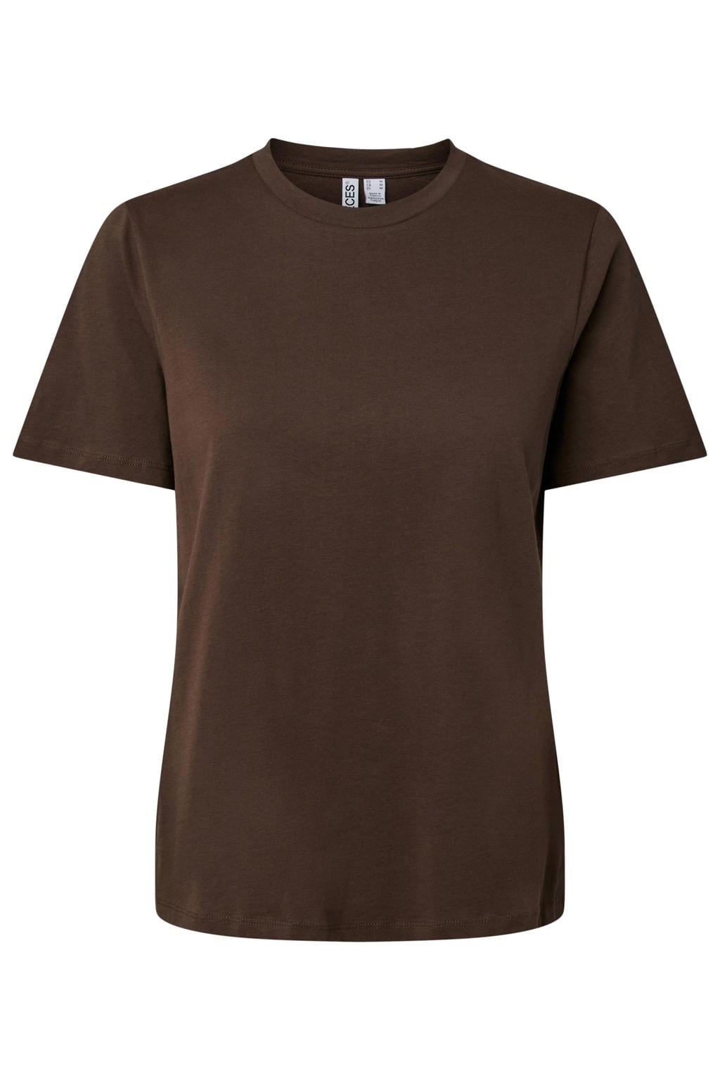 PIECES rechtvallend T-shirt met backprint - donkerbruin