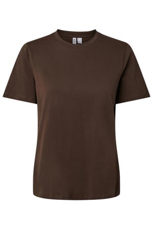 rechtvallend T-shirt met backprint - donkerbruin