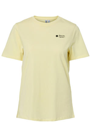 rechtvallend T-shirt met backprint - lichtgeel
