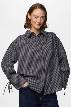 geruite blouse - donkerblauw
