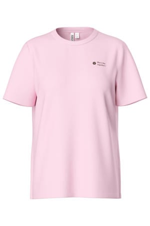 rechtvallend T-shirt met backprint - lichtroze