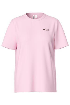 rechtvallend T-shirt met backprint - lichtroze