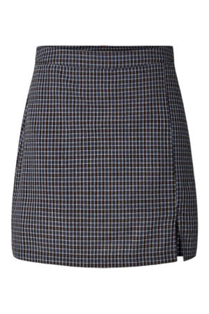 geruite korte rok - donkerblauw