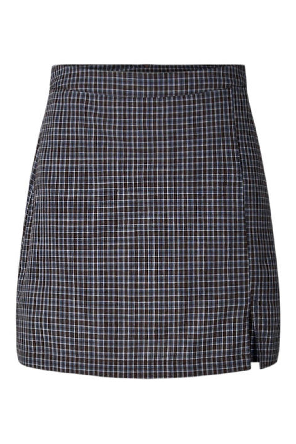 PIECES geruite korte rok - donkerblauw