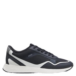 imitatieleren sneakers - donkerblauw