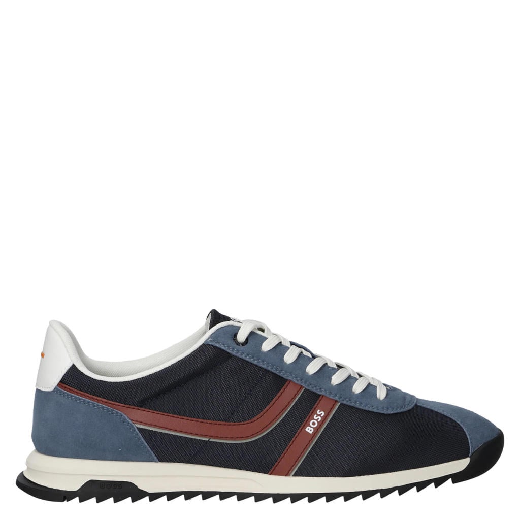 Blauwe heren BOSS Orange suède sneakers - met veters
