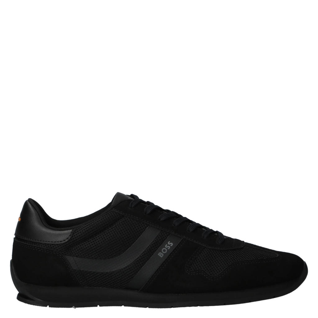Zwarte heren BOSS Orange suède sneakers - met veters