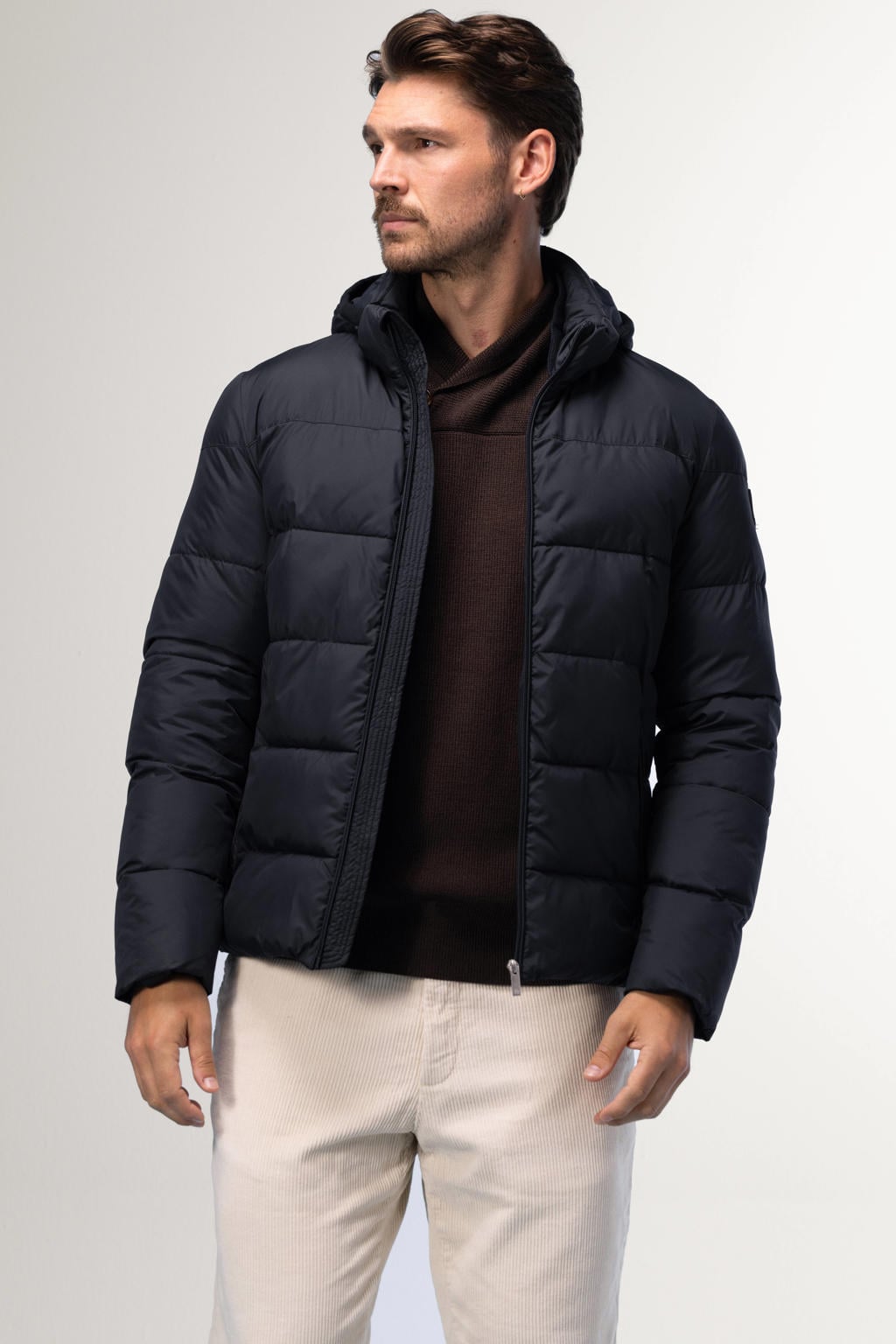 Donkerblauwe heren Agiato van polyester met ritssluiting