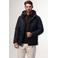 Agiato winterjas met imitatiebontkraag - donkerblauw
