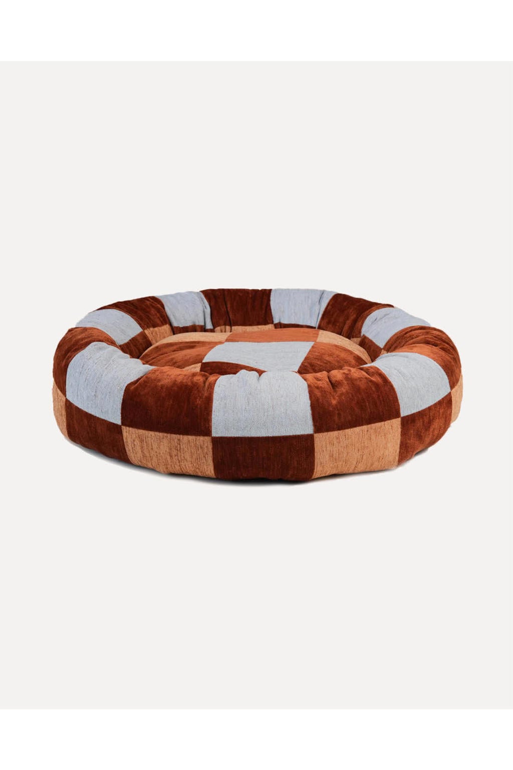 Dogguo Hondenmand rond BLOCK-ROUND-BED-BROWN/BEIGE/BLUE-M