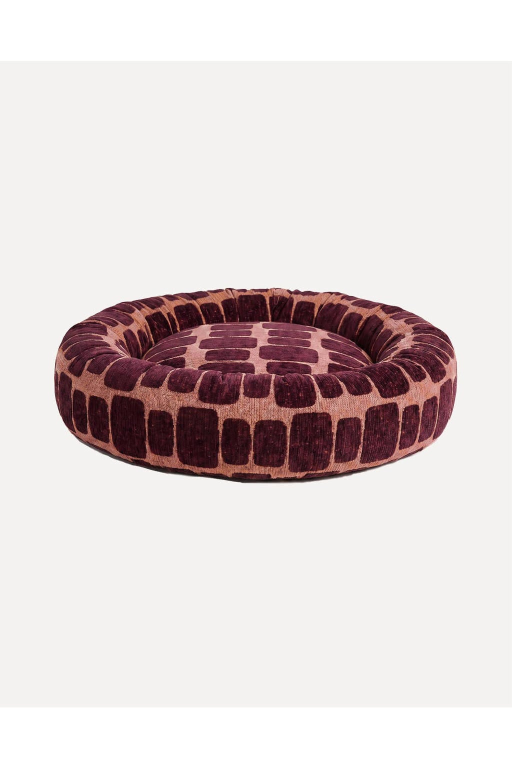 Dogguo Hondenmand rond STAPLE-STONES-ROUND-BED-PEACH/BORDEAUX-M