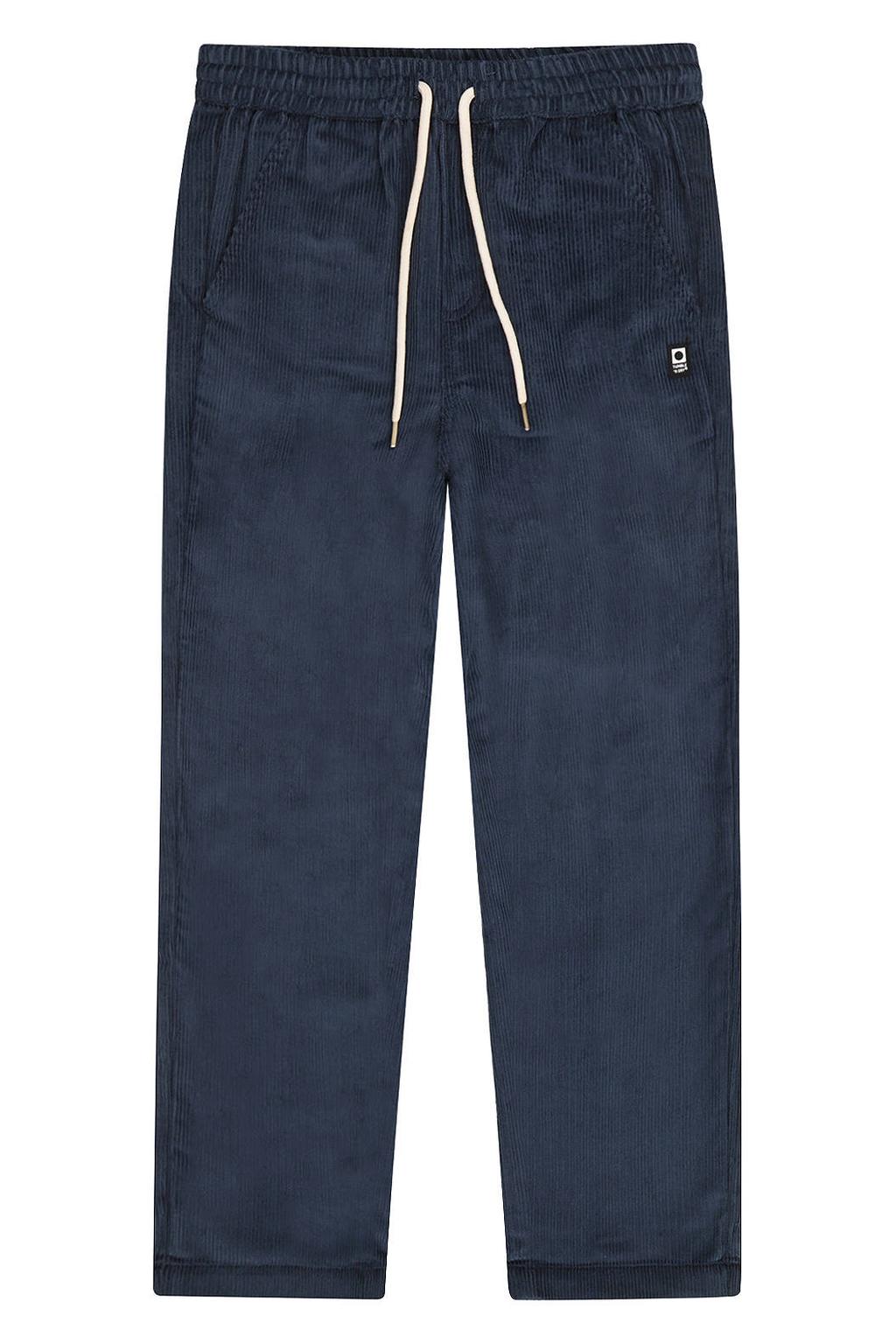 Grijsblauwe jongens Tumble 'n Dry casual corduroy broek blauw met elastische tailleband met koord