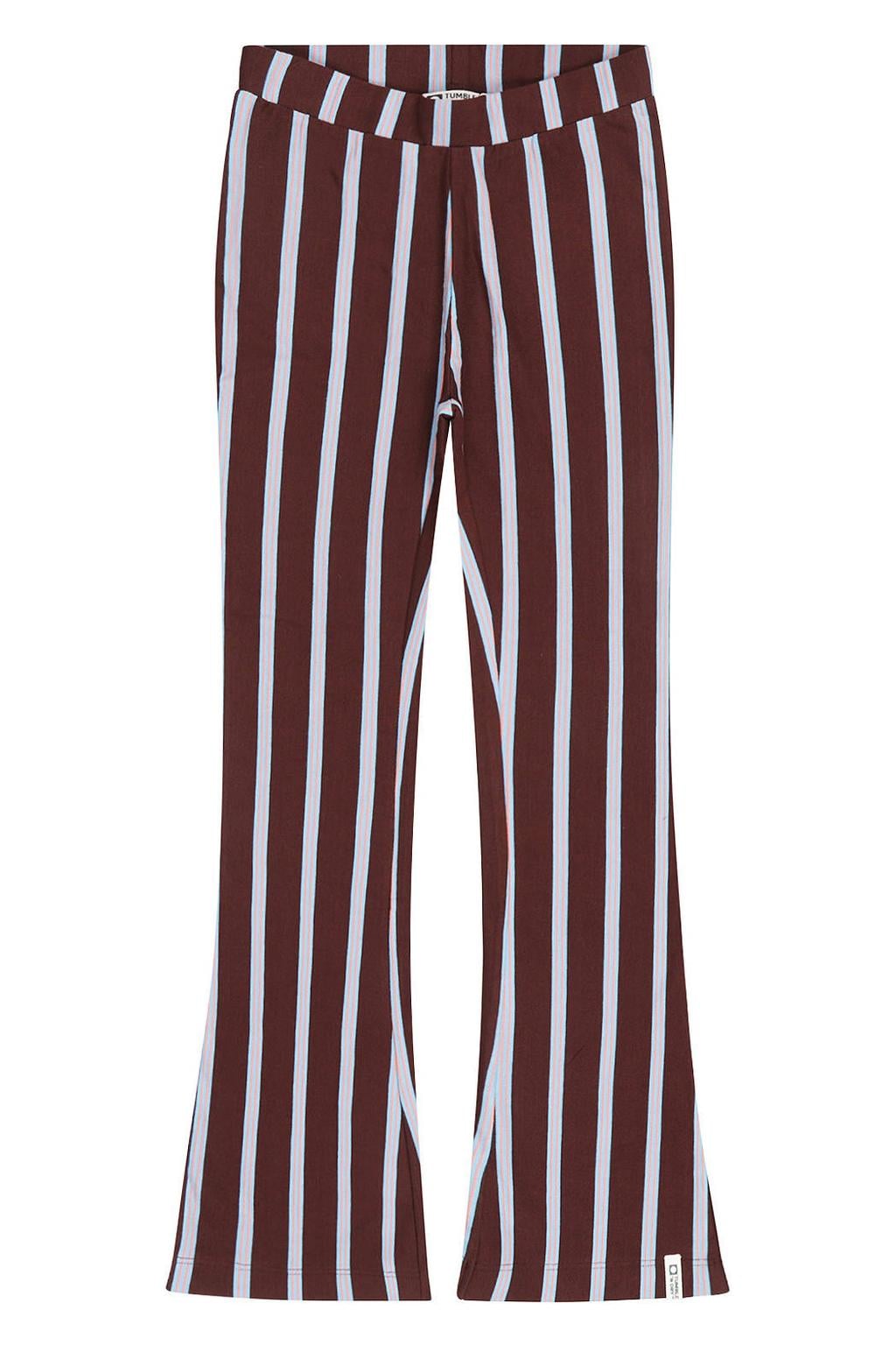 Donkerblauwe meisjes Tumble 'n Dry gestreepte flared broek met elastische tailleband